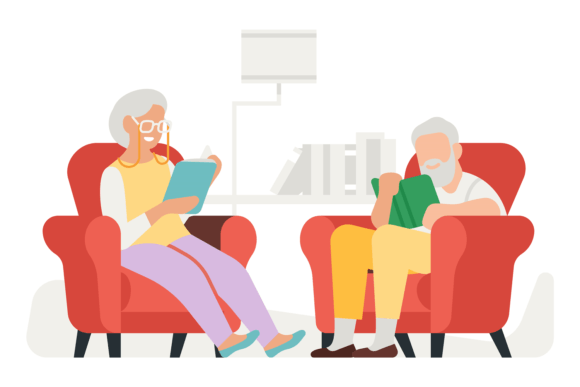 Download Senior Readers. Old Couple Reading Books - Readers Collection